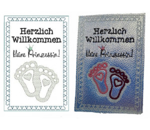 Stickdatei ITH - Postkarte Willkommen kleine Prinzessin